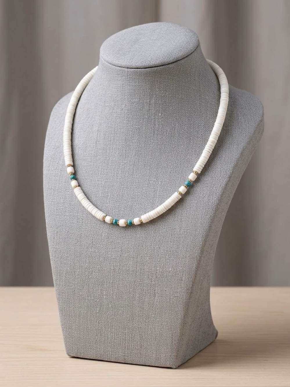 Vintage Genuine Heishi Shell & Turquoise Collar | 17”